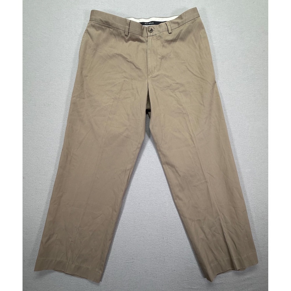 Eddie Bauer Mens Chinos Relaxed‎ Khaki Wrinkle Resistant 35x32